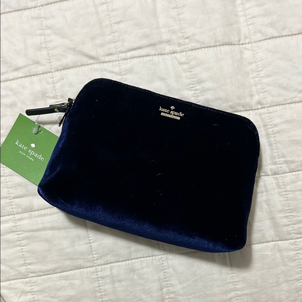 Kate Spade Navy Blue Velvet Pouch